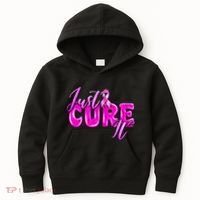 Just Cure It Pink Ribbon Breast Cancer Awareness Warrior Kids Hoodie thumb 0