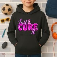 Just Cure It Pink Ribbon Breast Cancer Awareness Warrior Kids Hoodie thumb 2