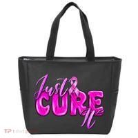 Just Cure It Pink Ribbon Breast Cancer Awareness Warrior Tote Bag thumb 0