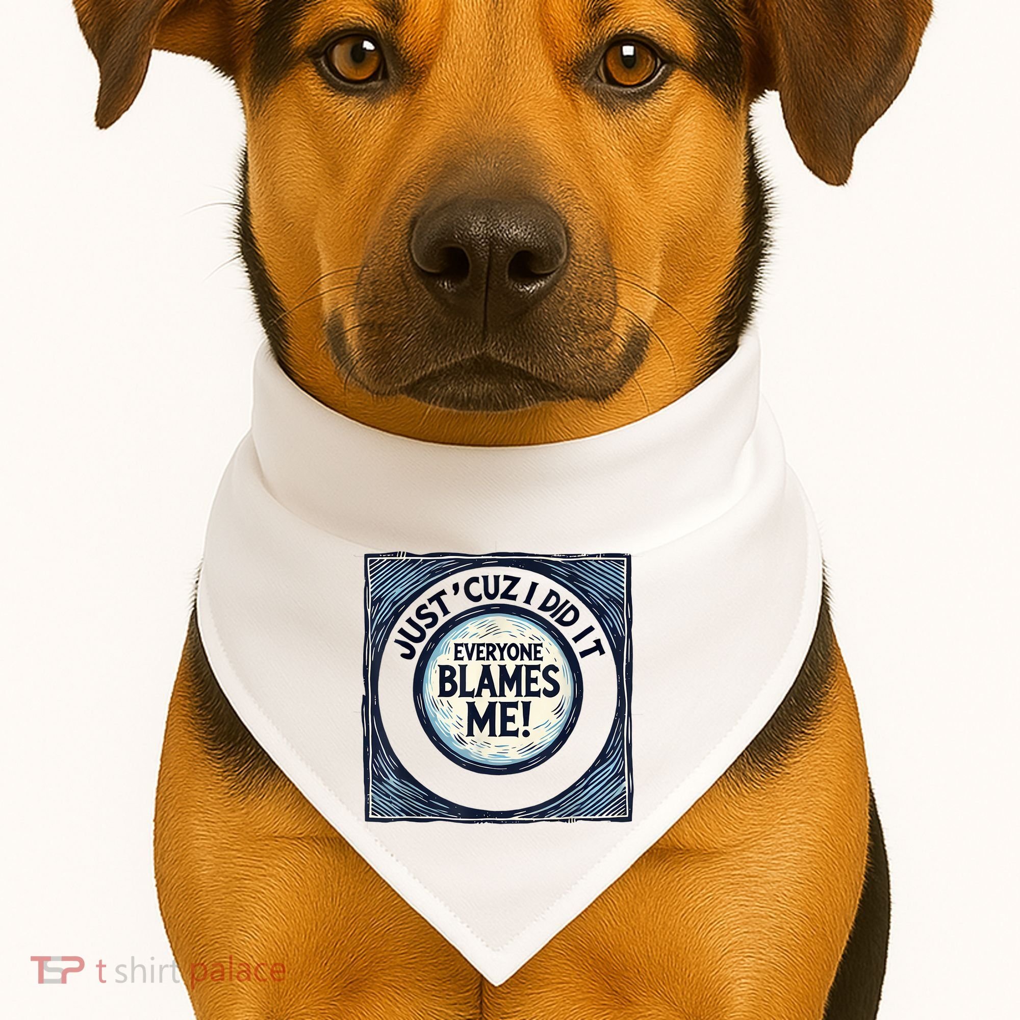 Just ‘Cuz I Did It Everyone Blames Me Funny Joke Graphic USA-Made Doggie Bandana