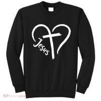 Jesus Cross Love Heart Christianity Sweatshirt thumb 0