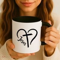 Jesus Cross Love Heart Christianity Coffee Mug thumb 3