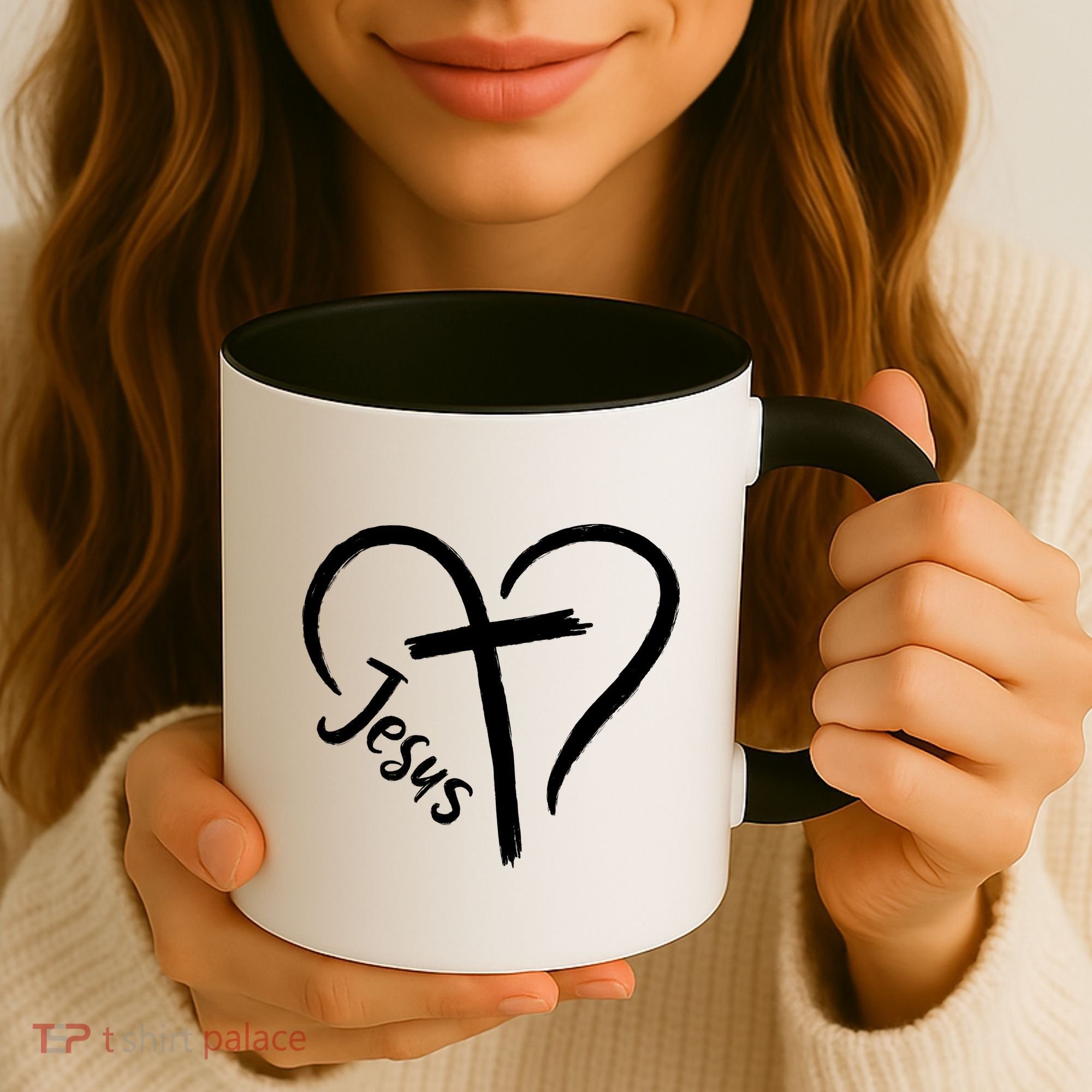Jesus Cross Love Heart Christianity Coffee Mug