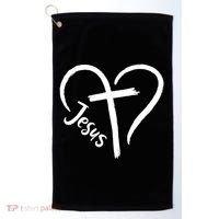 Jesus Cross Love Heart Christianity Golf Towel thumb 0