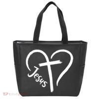 Jesus Cross Love Heart Christianity Tote Bag thumb 0