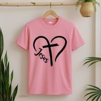 Jesus Cross Love Heart Christianity T-Shirt thumb 2