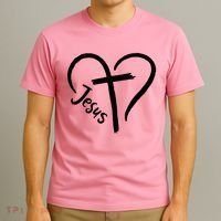 Jesus Cross Love Heart Christianity T-Shirt thumb 3