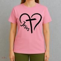 Jesus Cross Love Heart Christianity T-Shirt thumb 4
