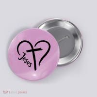 Jesus Cross Love Heart Christianity Button thumb 0
