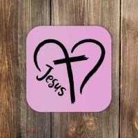Jesus Cross Love Heart Christianity Coaster thumb 0