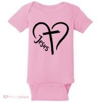 Jesus Cross Love Heart Christianity Baby Bodysuit thumb 0