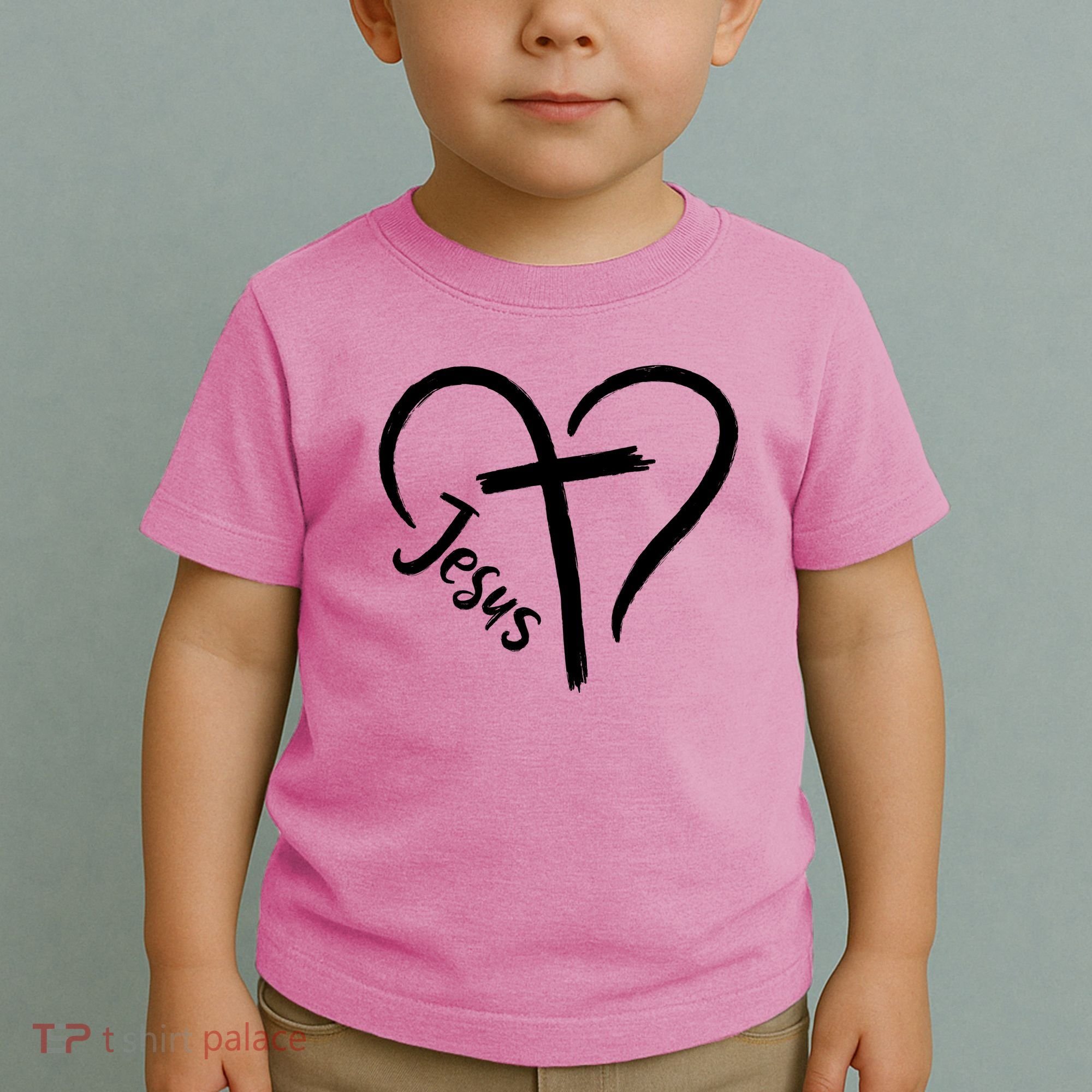 Jesus Cross Love Heart Christianity Toddler T-Shirt