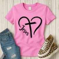 Jesus Cross Love Heart Christianity Women's T-Shirt thumb 3