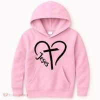 Jesus Cross Love Heart Christianity Kids Hoodie thumb 0