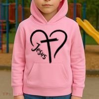 Jesus Cross Love Heart Christianity Kids Hoodie thumb 2