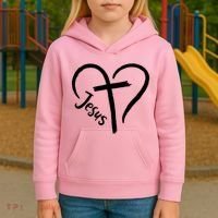 Jesus Cross Love Heart Christianity Kids Hoodie thumb 3