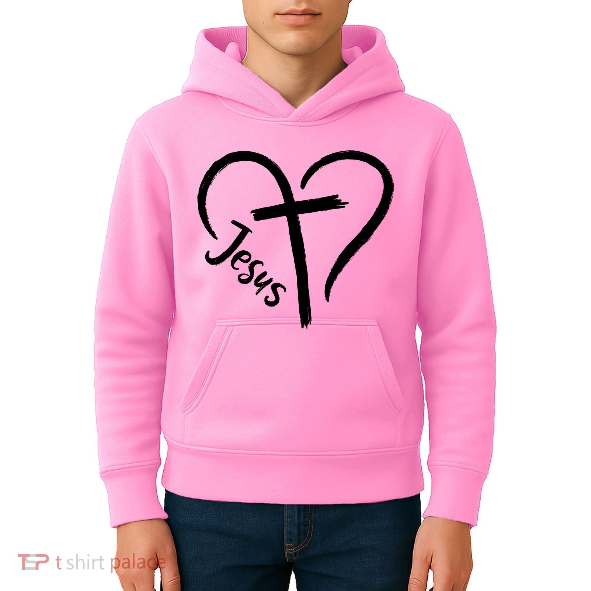 Jesus Cross Love Heart Christianity Kids Hoodie