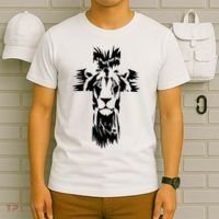 Jesus Crossbar Lion Believe in Jesus Christian Apparel T-Shirt thumb 6