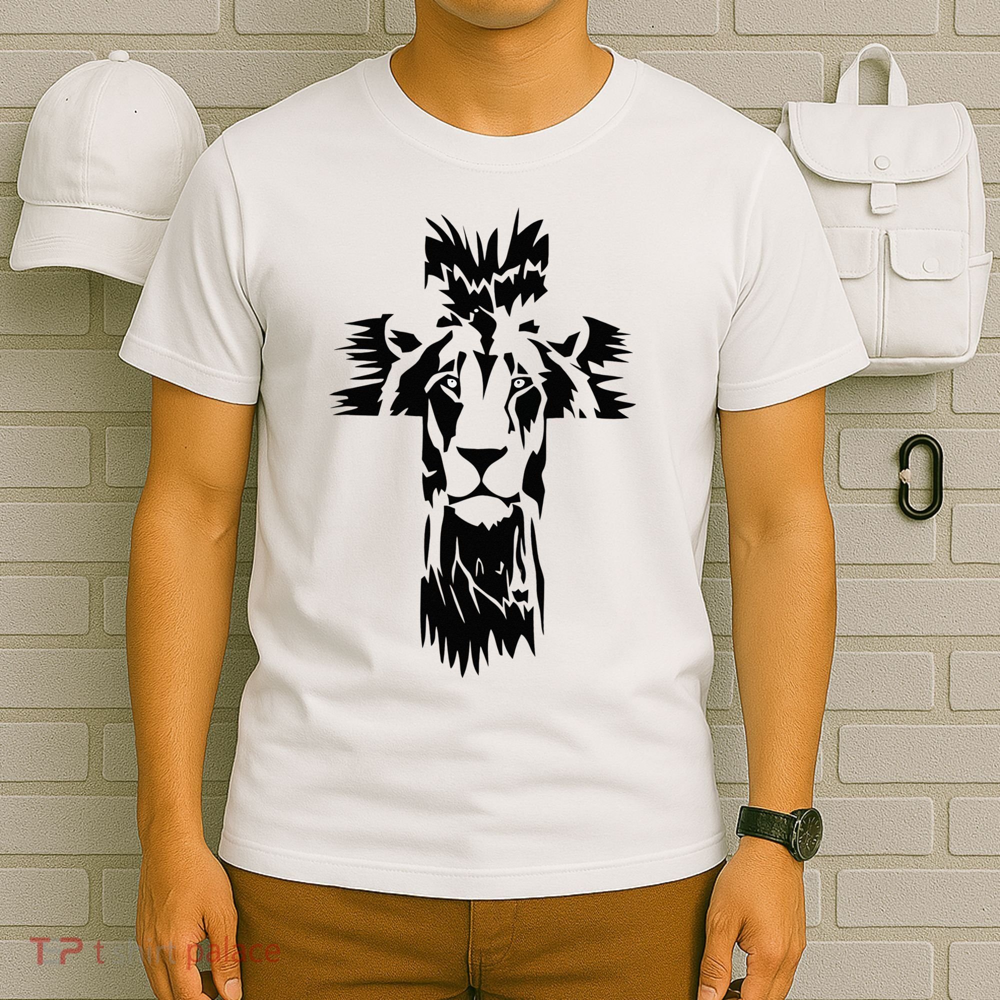 Jesus Crossbar Lion Believe in Jesus Christian Apparel T-Shirt