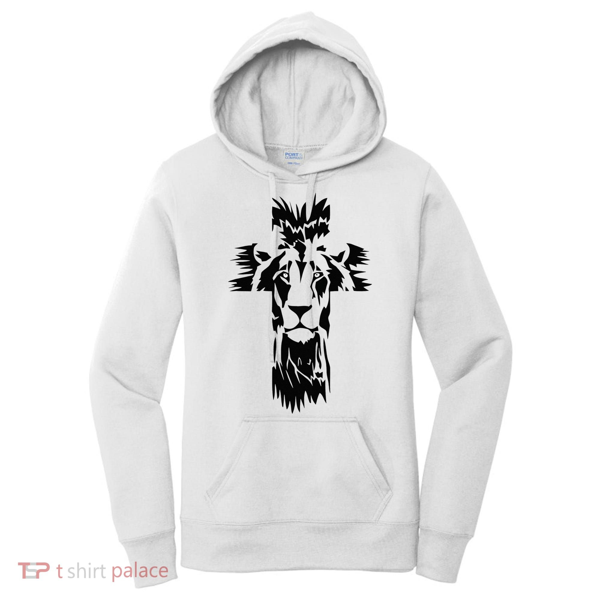 Jesus Crossbar Lion Believe in Jesus Christian Apparel Women's Hoodie