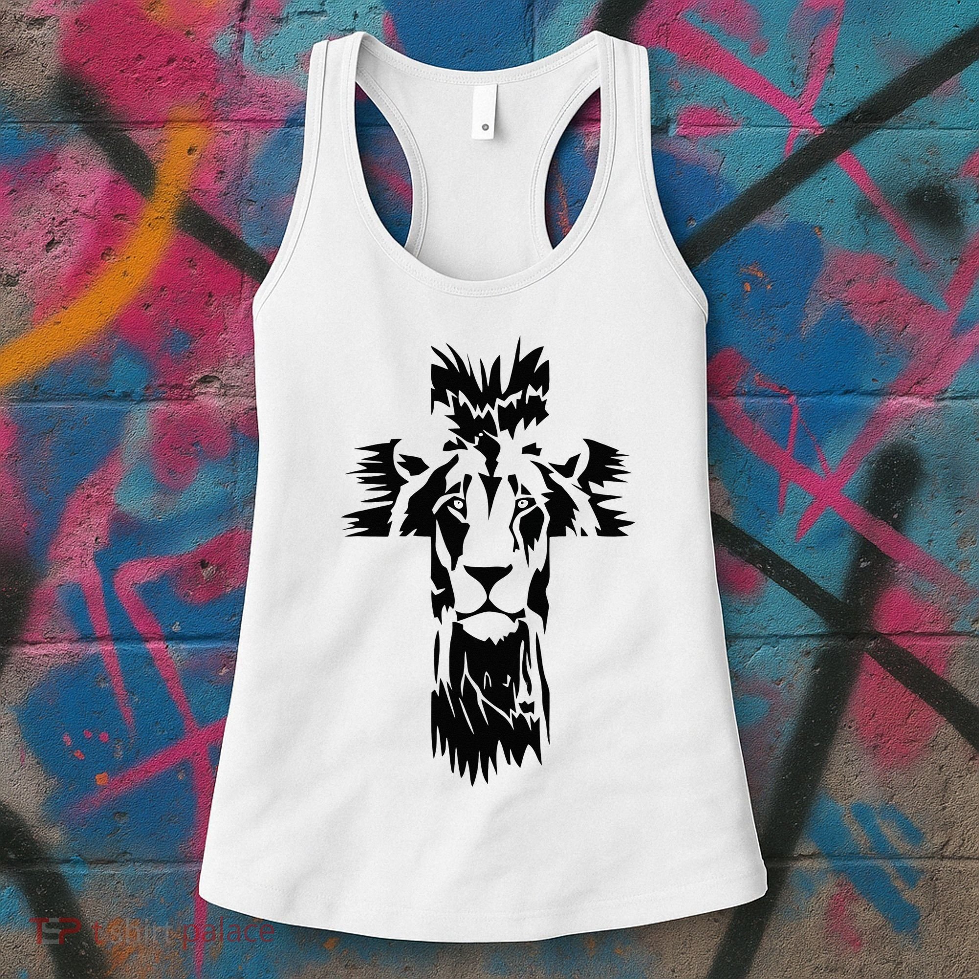 Jesus Crossbar Lion Believe in Jesus Christian Apparel Women's Tank Top