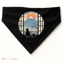 Japanese Cat Mountain Sunset USA-Made Doggie Bandana thumb 0