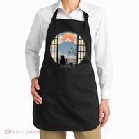 Japanese Cat Mountain Sunset Apron thumb 2