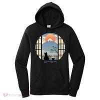 Japanese Cat Mountain Sunset Women's Hoodie thumb 0