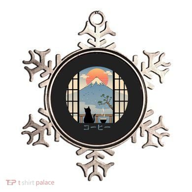 Japanese Cat Mountain Sunset Ornament