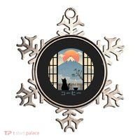 Japanese Cat Mountain Sunset Ornament thumb 0