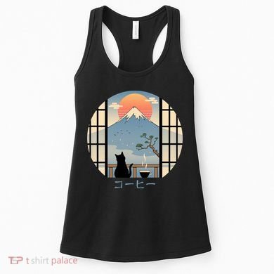 Japanese Cat Mountain Sunset Women's Tank Top