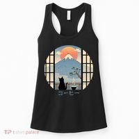 Japanese Cat Mountain Sunset Women's Tank Top thumb 0