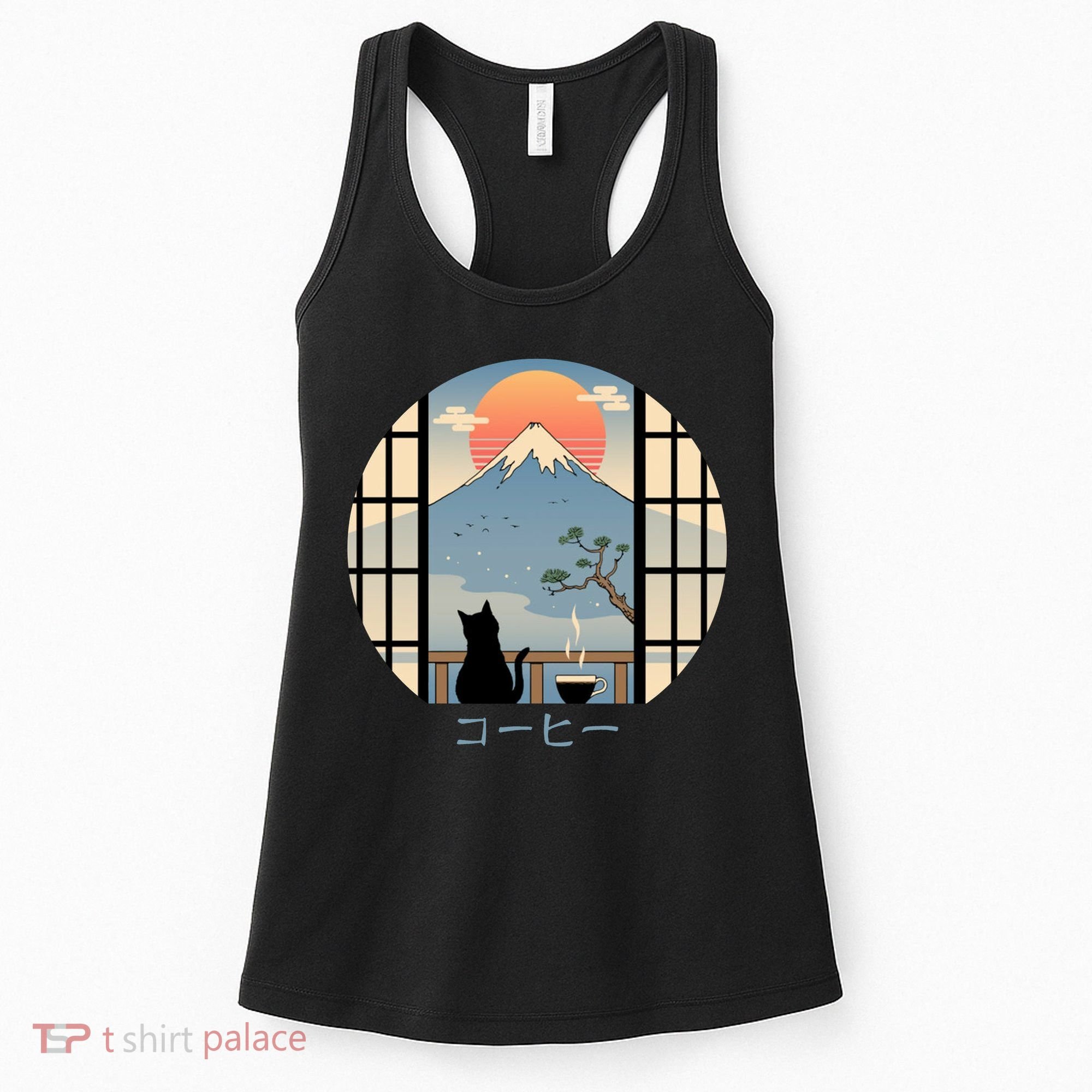 Japanese Cat Mountain Sunset Women's Tank Top