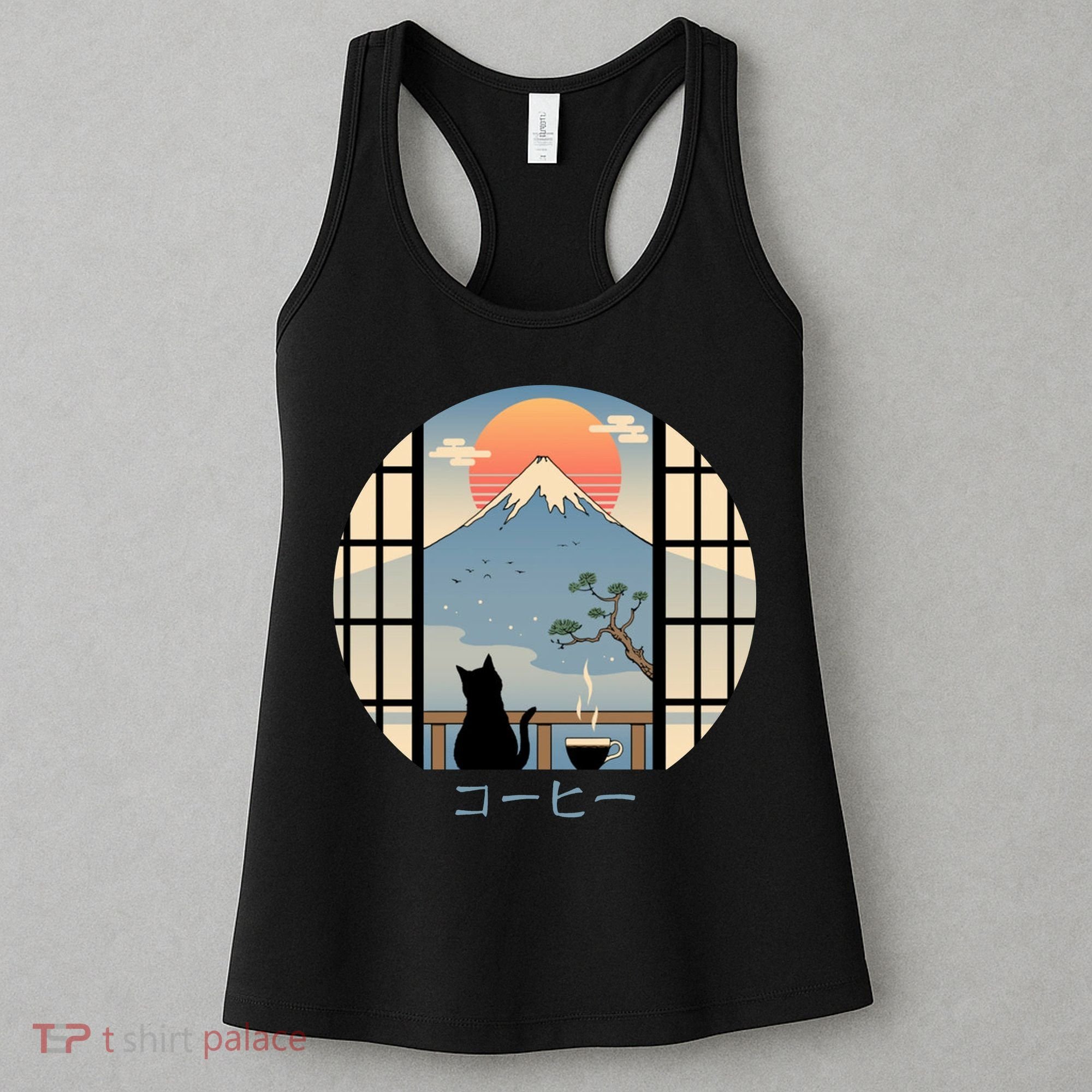 Japanese Cat Mountain Sunset Women's Tank Top