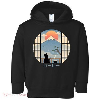 Japanese Cat Mountain Sunset Toddler Hoodie