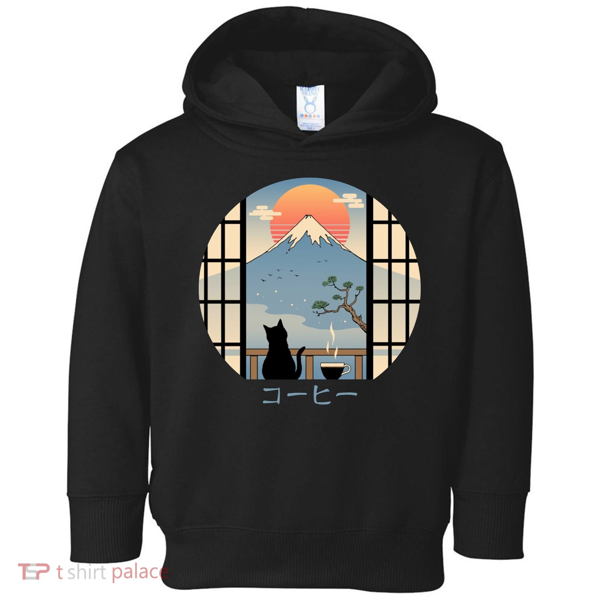 Japanese Cat Mountain Sunset Toddler Hoodie