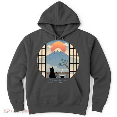 Japanese Cat Mountain Sunset Hoodie
