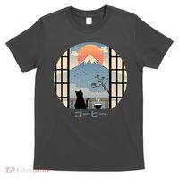 Japanese Cat Mountain Sunset T-Shirt thumb 0