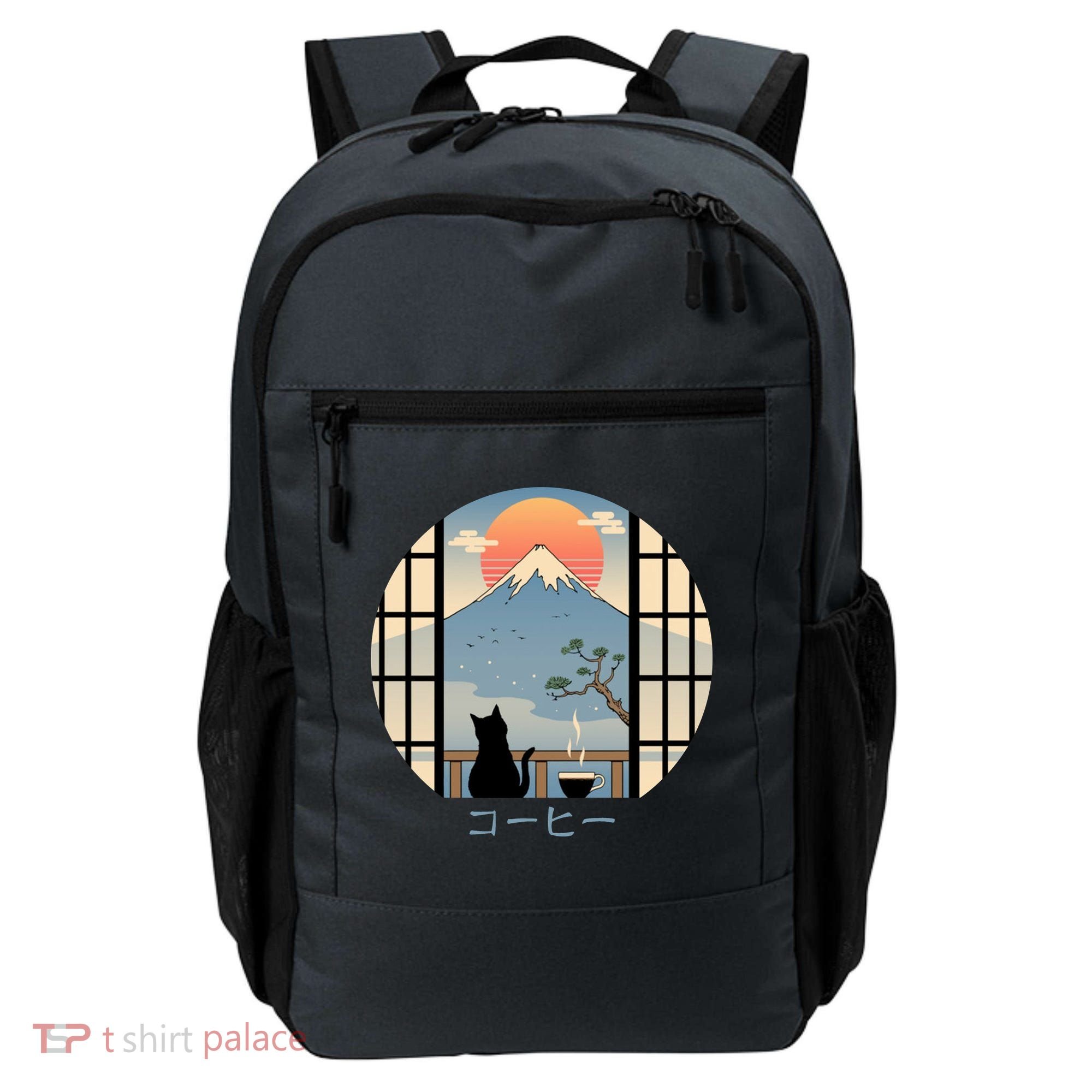 Japanese Cat Mountain Sunset Backpack