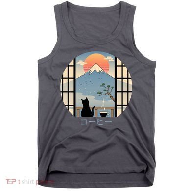 Japanese Cat Mountain Sunset Tank Top