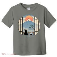 Japanese Cat Mountain Sunset Toddler T-Shirt thumb 0