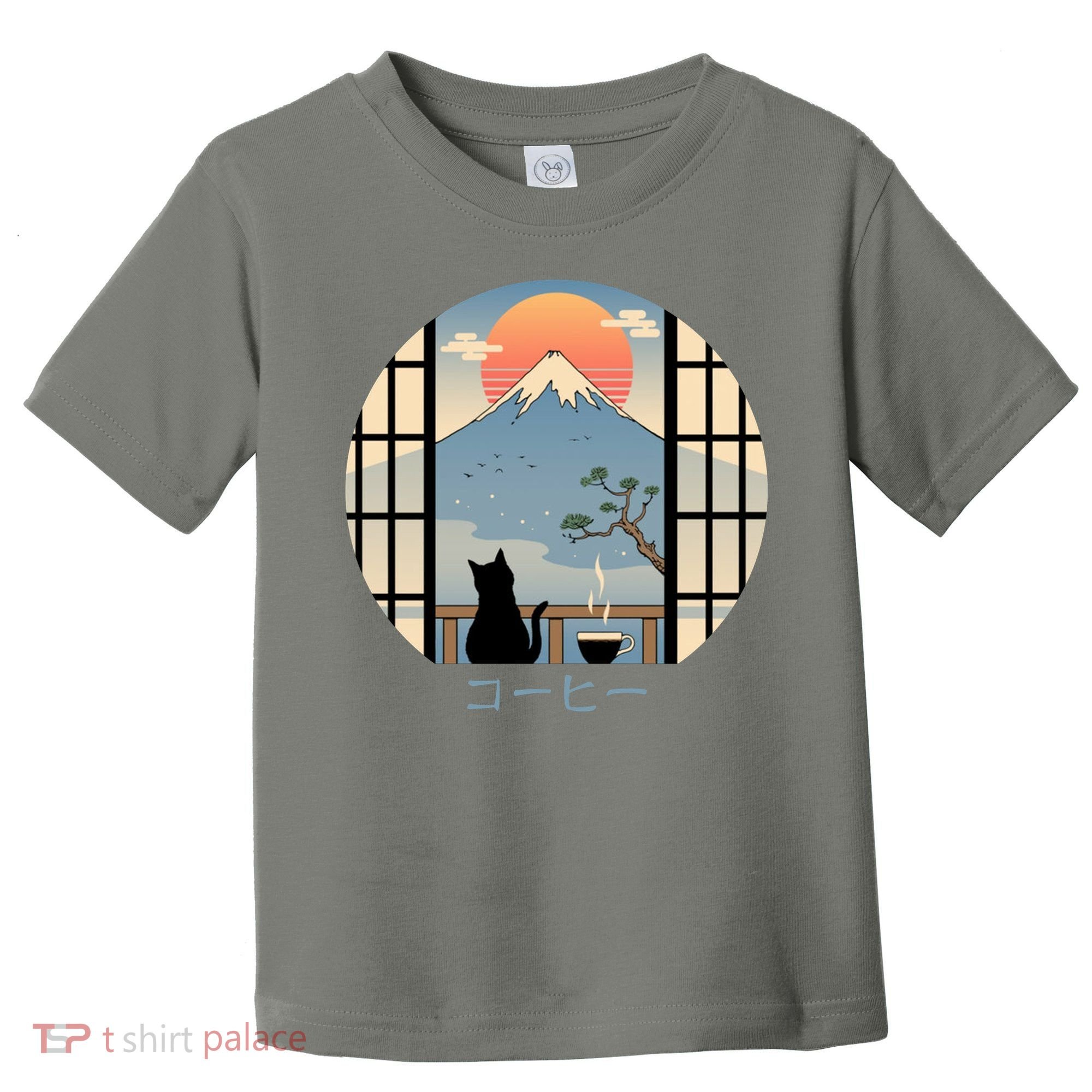 Japanese Cat Mountain Sunset Toddler T-Shirt