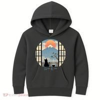 Japanese Cat Mountain Sunset Kids Hoodie thumb 0