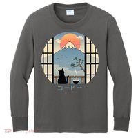 Japanese Cat Mountain Sunset Kids Long Sleeve Shirt thumb 0