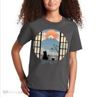 Japanese Cat Mountain Sunset Kids T-Shirt thumb 2