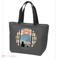 Japanese Cat Mountain Sunset Tote Bag thumb 3