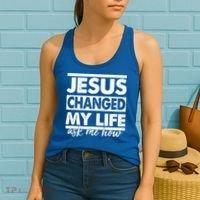 Jesus Changed My Life Ask Me How Women's Tank Top thumb 2