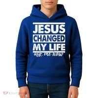 Jesus Changed My Life Ask Me How Kids Hoodie thumb 4