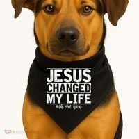 Jesus Changed My Life Asked Me How Christ Devotee Jesus USA-Made Doggie Bandana thumb 1
