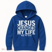 Jesus Changed My Life Asked Me How Christ Devotee Jesus Kids Hoodie thumb 0